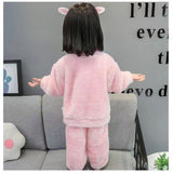 Kid Girl Autumn Winter Thickened Cute Coral Velvet Warm Flannel Pajamas