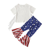 Kid Baby Girls Summer Short-sleeved Independence Day Star Print 2 Pcs Set