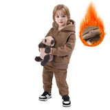 1-10T Kid Baby Boy Girl Autumn Winter Sports Velvet Warm Suit 2 Pcs Set