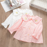 Baby Girl Flower Doll Collar Long Sleeve Shirts