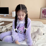 Autumn and Winter Girls' Homewear Kuromi Home Pajamas Mink Flannel Cartoon Set