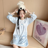 Girls' Home Clothes Princess Elsa Warm and Thick Flannel Princess Pajamas