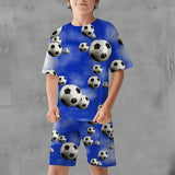 Kid Boy 3D Printed Football Summer Fashion 2 Pcs Set