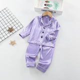 6M-4T Baby Girl Boy Long-sleeved Simulated Silk Loungewear Satin Ice Silk Pajamas