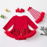 0-18M Christmas Baby Girl Long Sleeve Sequin Dresses