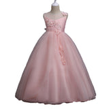 Kid Girl Flower Long Mesh Princess Birthday Show Dress