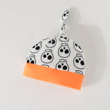 Halloween Baby Orange Skull Print Long Sleeve Stitching 3 Pcs Sets