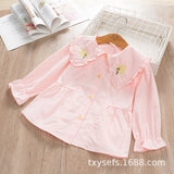 Baby Girl Flower Doll Collar Long Sleeve Shirts