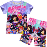 Kid Girl Anime Games Aphmau Short Sleeve Loungewear Pajamas 2 Pcs Set