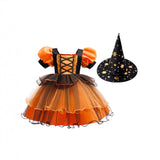 Girls Halloween Party Dress Purple Orange Cake Dress Kids Dress Vampire