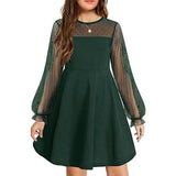 Kid Girls Lace Long-sleeved Solid Cute Princess Dress