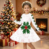3-12Y Kid Girl Christmas Long Sleeve 3D Printed Dresses