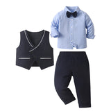 6M-8T Kid Baby Boy Suit Solid Formal 4 Pcs Set