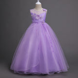 Kid Girl Flower Long Mesh Princess Birthday Show Dress