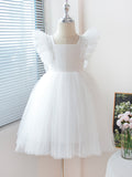 1-5T Kid Baby Girls Flying Sleeve Flower Performance Dress