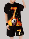 2-12T Kid Baby Boy Summer Sports Set Football 3D Printed Quick-drying 2 Pcs Set