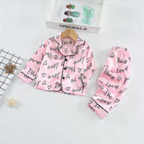 6M-4T Baby Girl Summer Satin Printed Long-sleeved Loungewear Pajamas