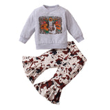 Toddler Baby Girls Long Sleeve Letters Print Flare 2 Pcs Sets