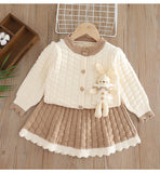 1-6T Kid Baby Girls Autumn Winter Knitted Suit 2 Pcs Set