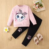 1-8Y Kid Baby Girls Suit Spot Cartoon Cute Suit 2 Pcs Set