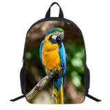 Kid Student  Schoolbag Cute Parrot Print Animal  Backpack 16 Inch