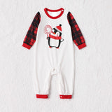 Family Matching Checked Penguin Printed Christmas Pajamas