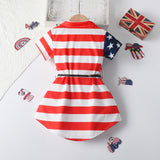 Independence Day Girl Fashion Short Sleeve Striped Star Short Sleeve Shirts