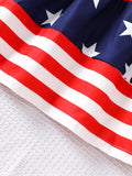 Independence Day Baby Girls Striped Star Milk Silk Printed Splicing Dress