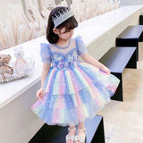 Kid Girls Summer Princess Fluffy Yarn Dresses