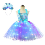 1-10T Kid Baby Girls Halloween Glowing Mermaid Princess Dresses