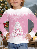 2-12T Kid Girl Cute Casual Fashion Christmas Print Long Sleeve T-shirt