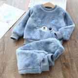 Kid Baby Boy Girl Pajamas Winter Double-sided Velvet Flannel Home Wear