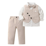 6M-8T Kid Baby Boy Treasure Long Sleeve Gentleman Suit 3 Pcs Set