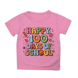 Kid Girl Boy 100 Days of School Print Round Neck Short Sleeve T-shirt Tops
