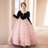 2-12T Kid Girls High-end Birthday Princess Host Piano Dresses