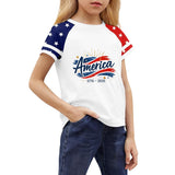 Kid Girl USA Independence Day 250th Anniversary Trend Loose Casual T-Shirt Tops