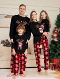 Family Matching Deer Snowflake Plaid Christmas Parent-child Pajamas