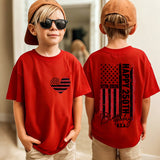 American 250th Anniversary Kid National Flag Love Printed Casual Short Sleeve T-Shirt
