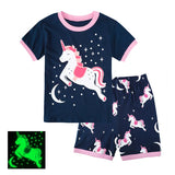 2-12T Kid Halloween Boys Glow Skeleton Pajamas 2 Pcs Set