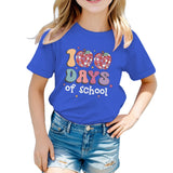 Kid Girl Boy 100 Days of School Print Round Neck Short Sleeve T-shirt Tops