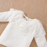 Baby Girl Lace Long-sleeved Straps Bandana 2 Pcs Sets