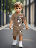 2026 New Sports Style Round Neck Short-sleeved Shorts Set Is Loose and Comfortable