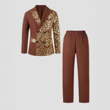 7-12Y Kid Boy Bronzing Printing Performance Formal Suit 2 Pcs Set