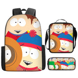 Kid South Park Backpack Student Cartoon Bags 3 Packs