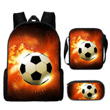 Kid Boy Street Trendy Football Backpack with Pencil Case Lunch Bag 3 Pcs/set