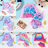 Kid Girls Swimming Suit Split Suspender Swimsuit 2 Pcs Set
