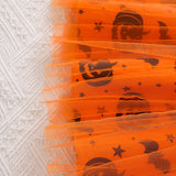 3-8Y Halloween Kid Girls Strip Pumpkin Bat Print Mesh Dresses