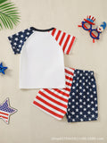 Baby Boy Girl Summer Independence Day Short T-Digital Printed 2 Pcs/set