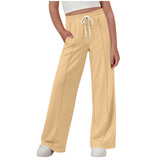 New solid color lines fashionable soft casual straight medium and adult trousers
