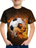 Kid Boy Flame Football 3D Printed Casual Short Sleeve T-Shirt